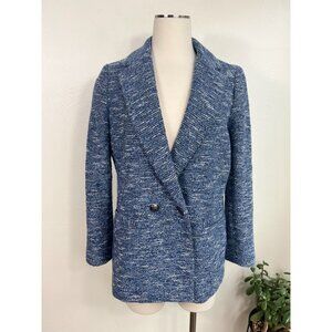 Talbots Womens Blue Tweed Cotton Blend Lined‎ Blazer